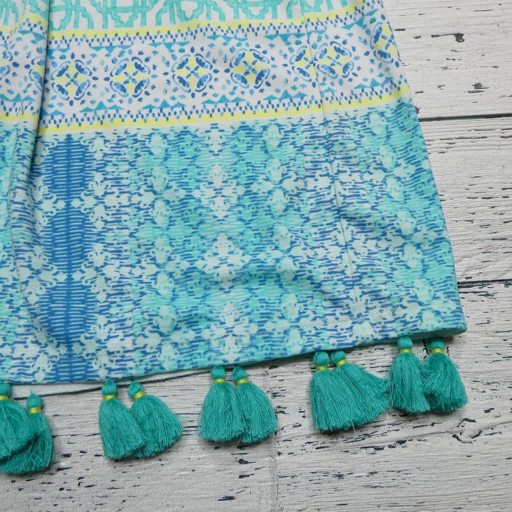 Cabana Life Hooded Tunic Womens Small Blue White Tassel Swim Cover Up Boho Beach - Picture 5 of 9